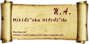 Miklóska Alfréda névjegykártya